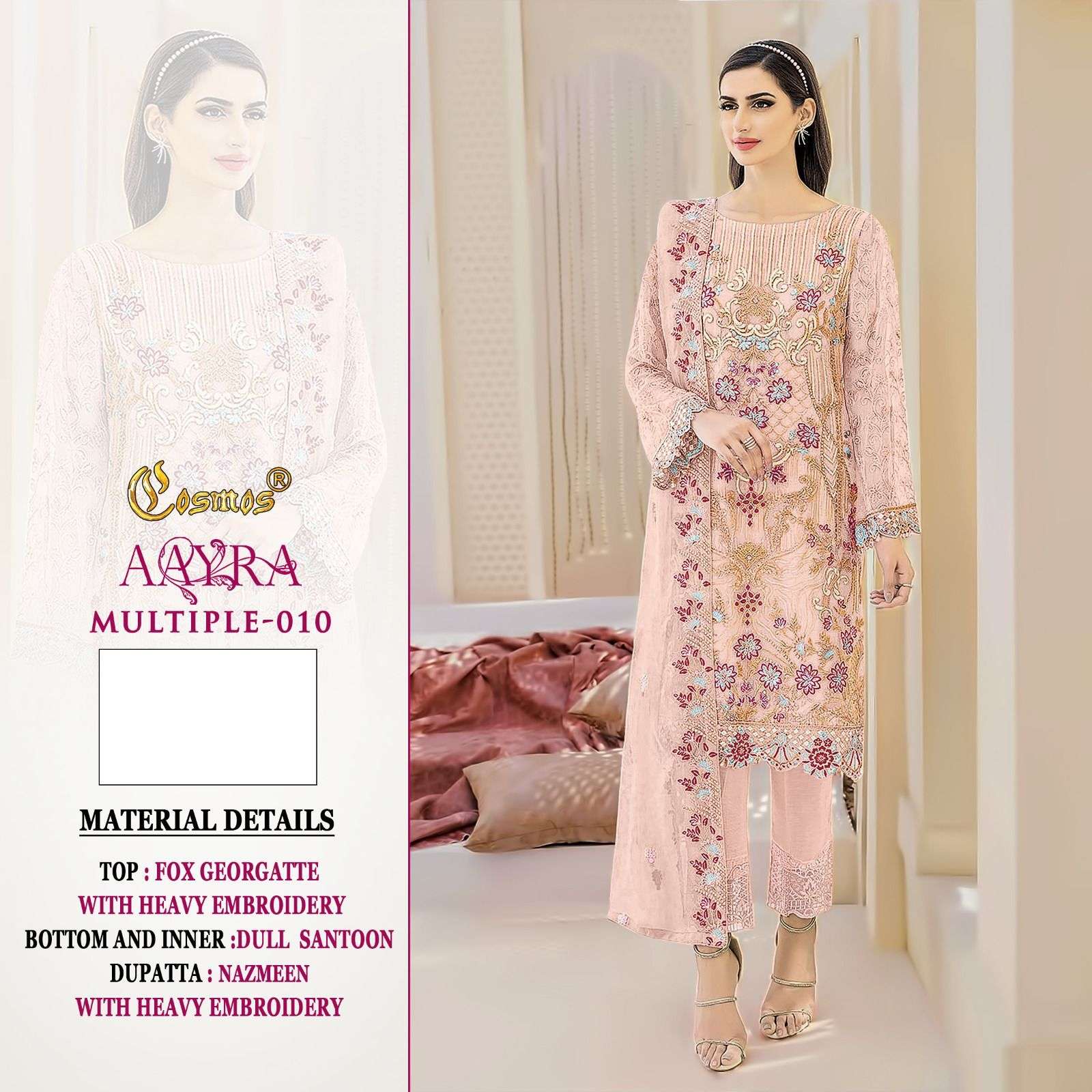 AAYRA MULTIPLE-010 BY COSMOS GEORGETTE EMBROIDERY PAKISTANI DRESS