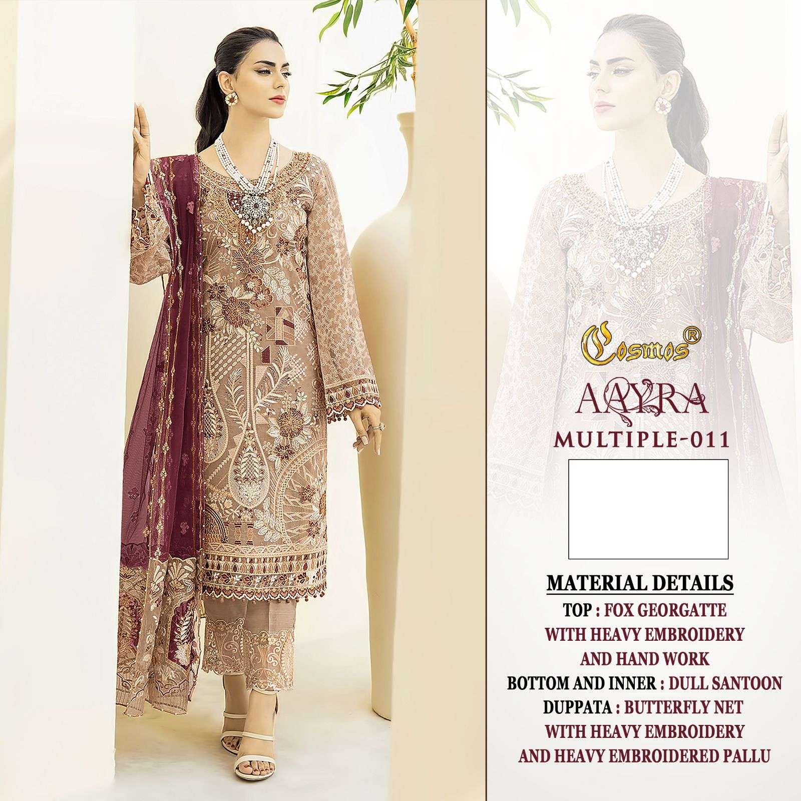 AAYRA MULTIPLE-011 BY COSMOS GEORGETTE EMBROIDERY PAKISTANI DRESS