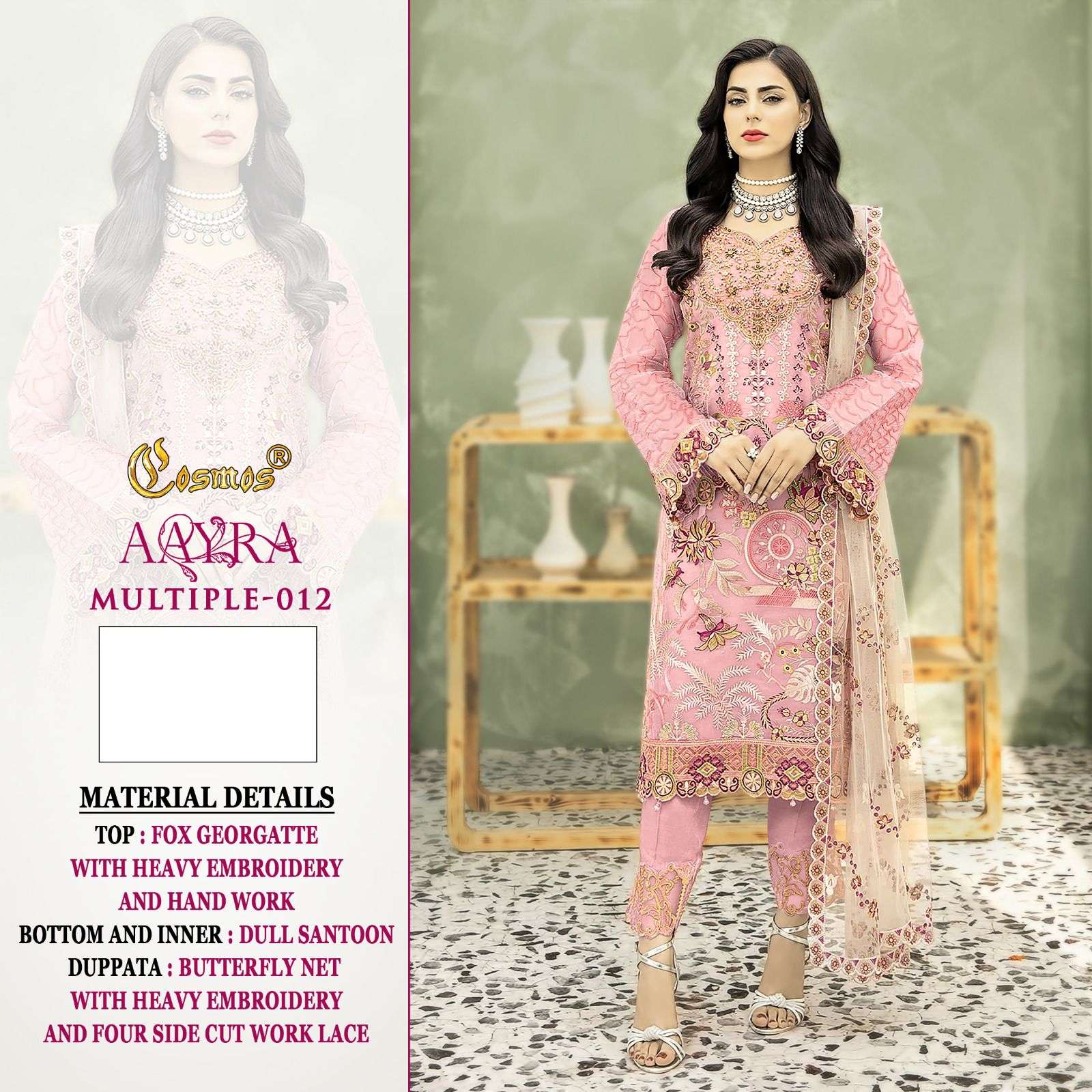 AAYRA MULTIPLE-012 BY COSMOS GEORGETTE EMBROIDERY PAKISTANI DRESS