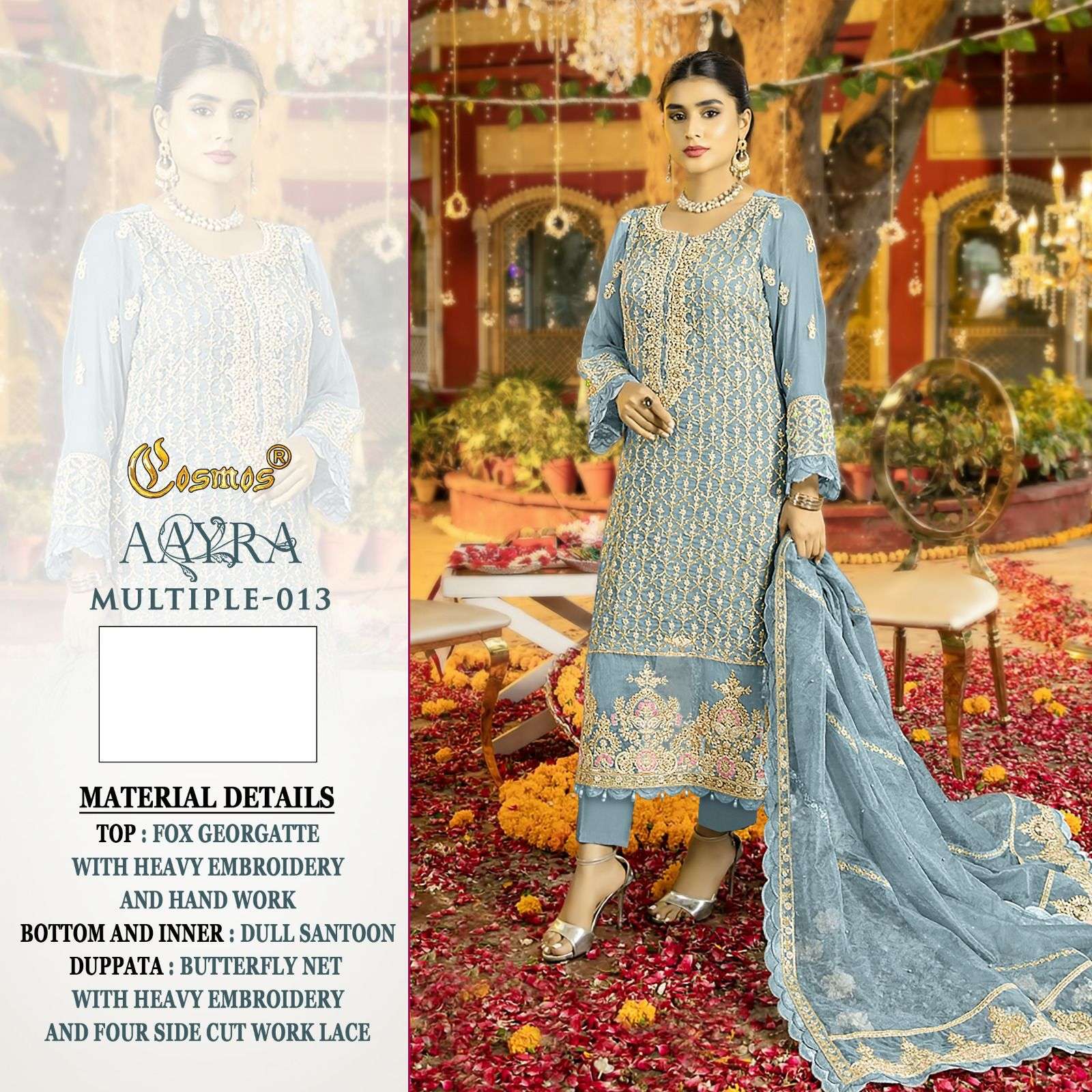 AAYRA MULTIPLE-013 BY COSMOS GEORGETTE EMBROIDERY PAKISTANI DRESS