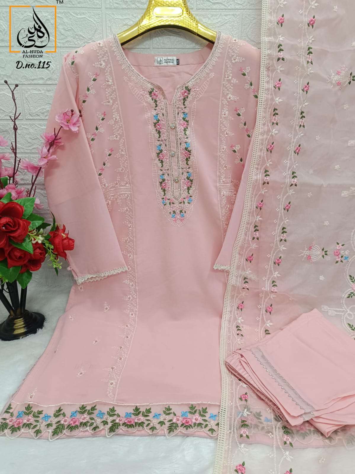 AL HUDA 115 HIT DESIGNE BY ASLIWHOLESALE HEAVY GEORGETTE STICHED DRESSES