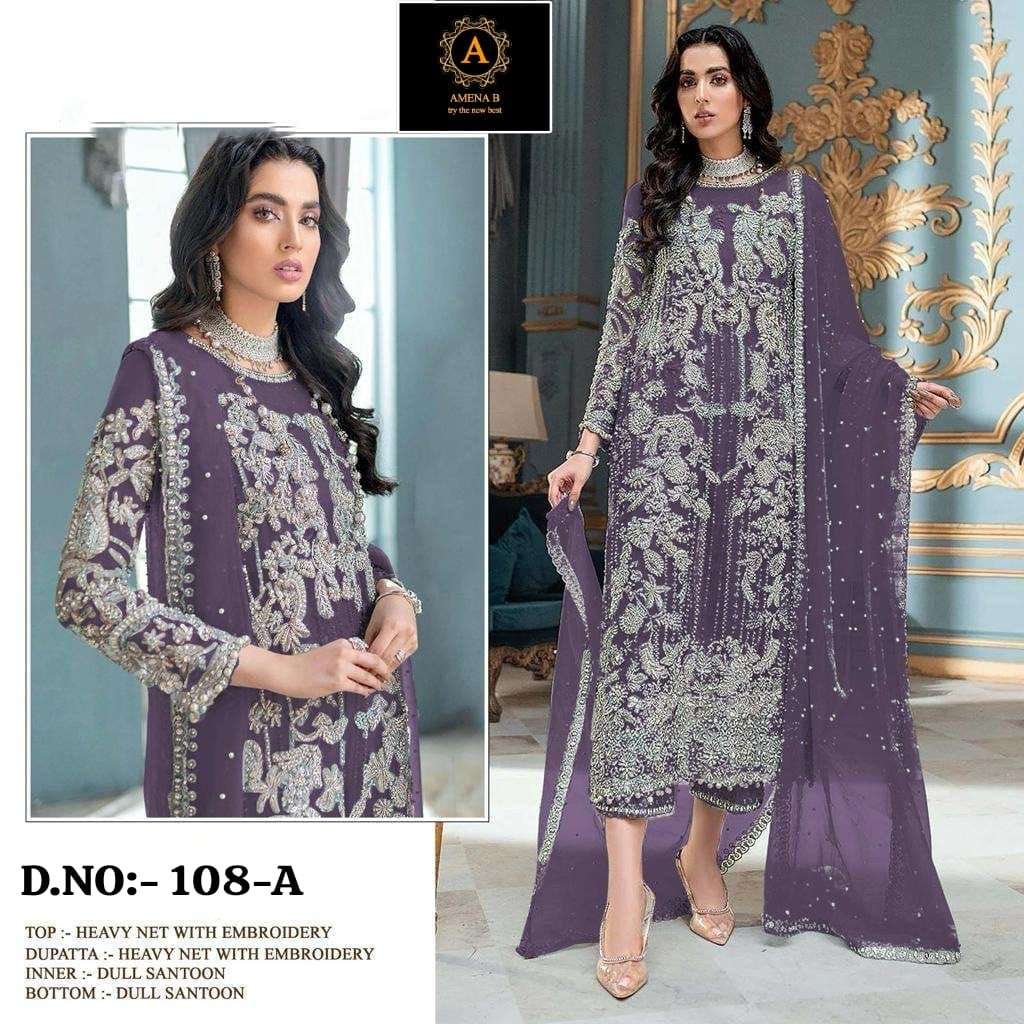 AMENA.B D-108 BY ASLIWHOLESALE DESIGNER NET WORK PAKISTANI DRESS