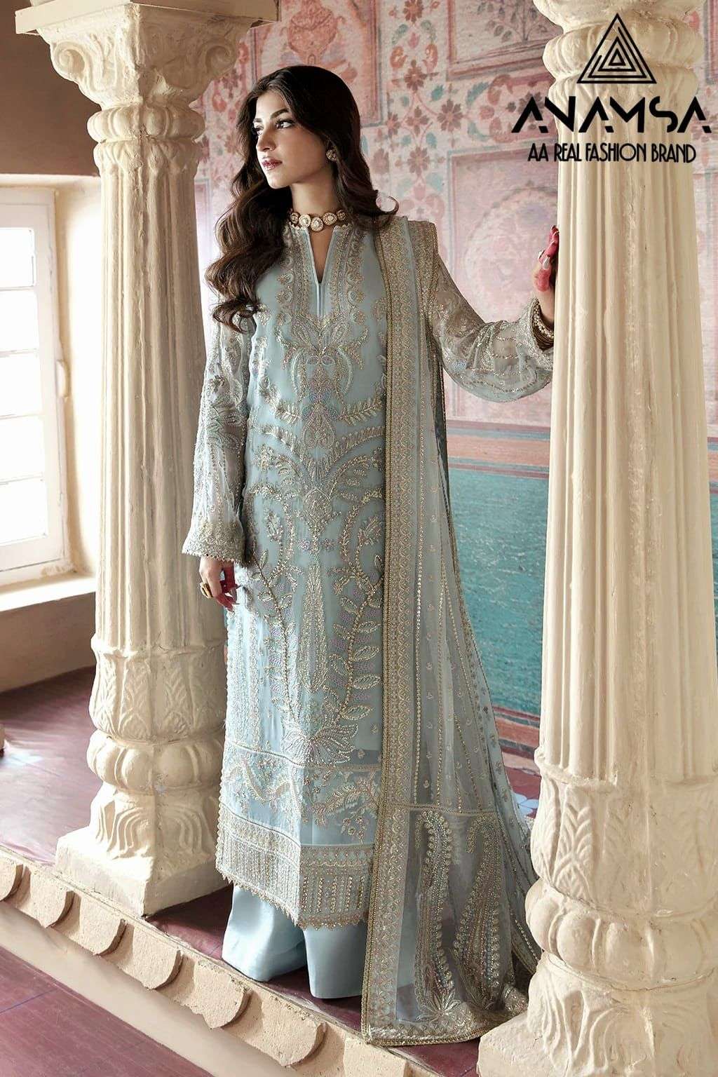 ANAMSA 276 BY ANAMSA DESIGNER PURE HEAVY FAUX GEORGETTE WORK DRESS