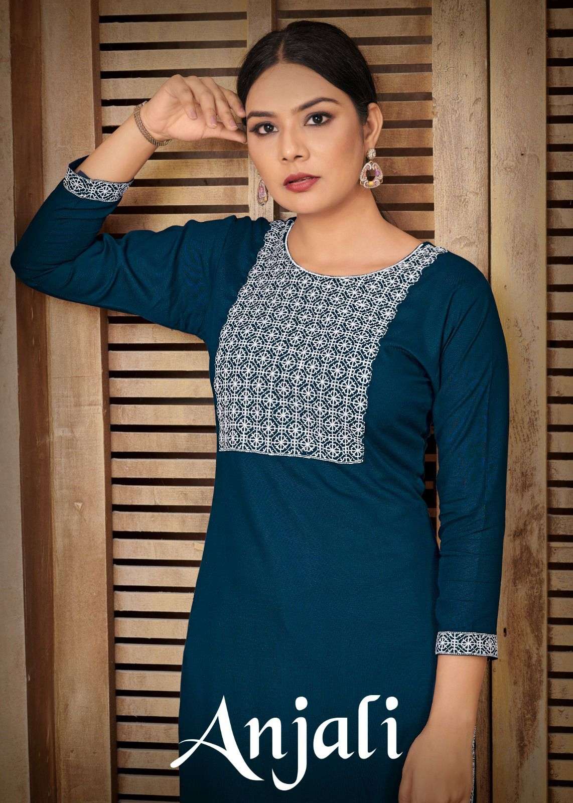 ANJALI BY ASLIWHOLESALE DESIGNER FACNY COTTON EMBROIDERY KURTIS