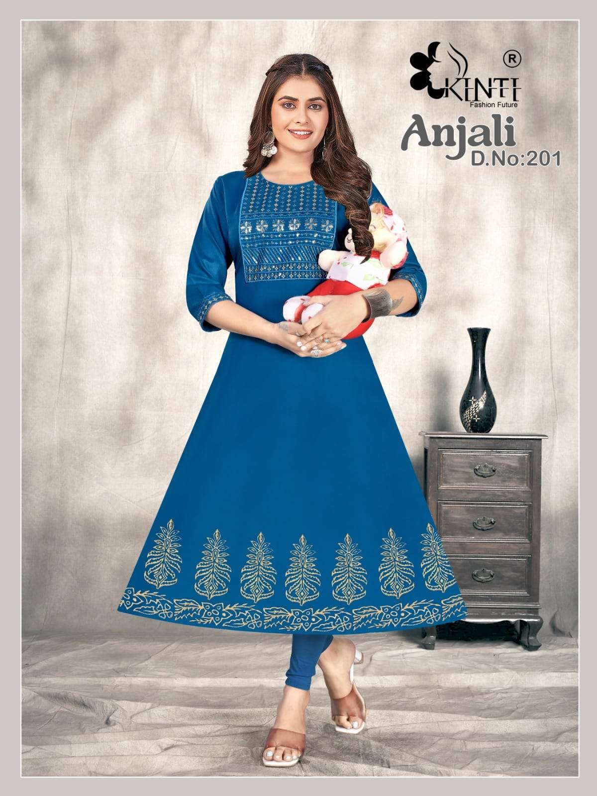 ANJALI VOL-2 BY KINTI 201 TO 208 SERIES FANCY RAYON STITCHED KURTIS