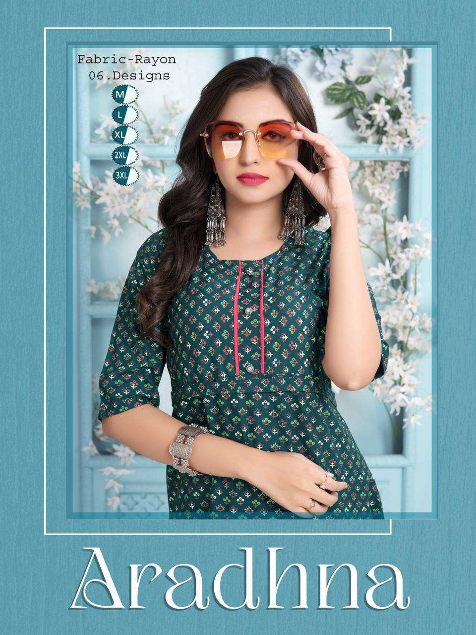 ARADHNA VOL-1 BY ASLIWHOLESALE 1001 TO 1006 SERIES FANCY RAYON KURTIS