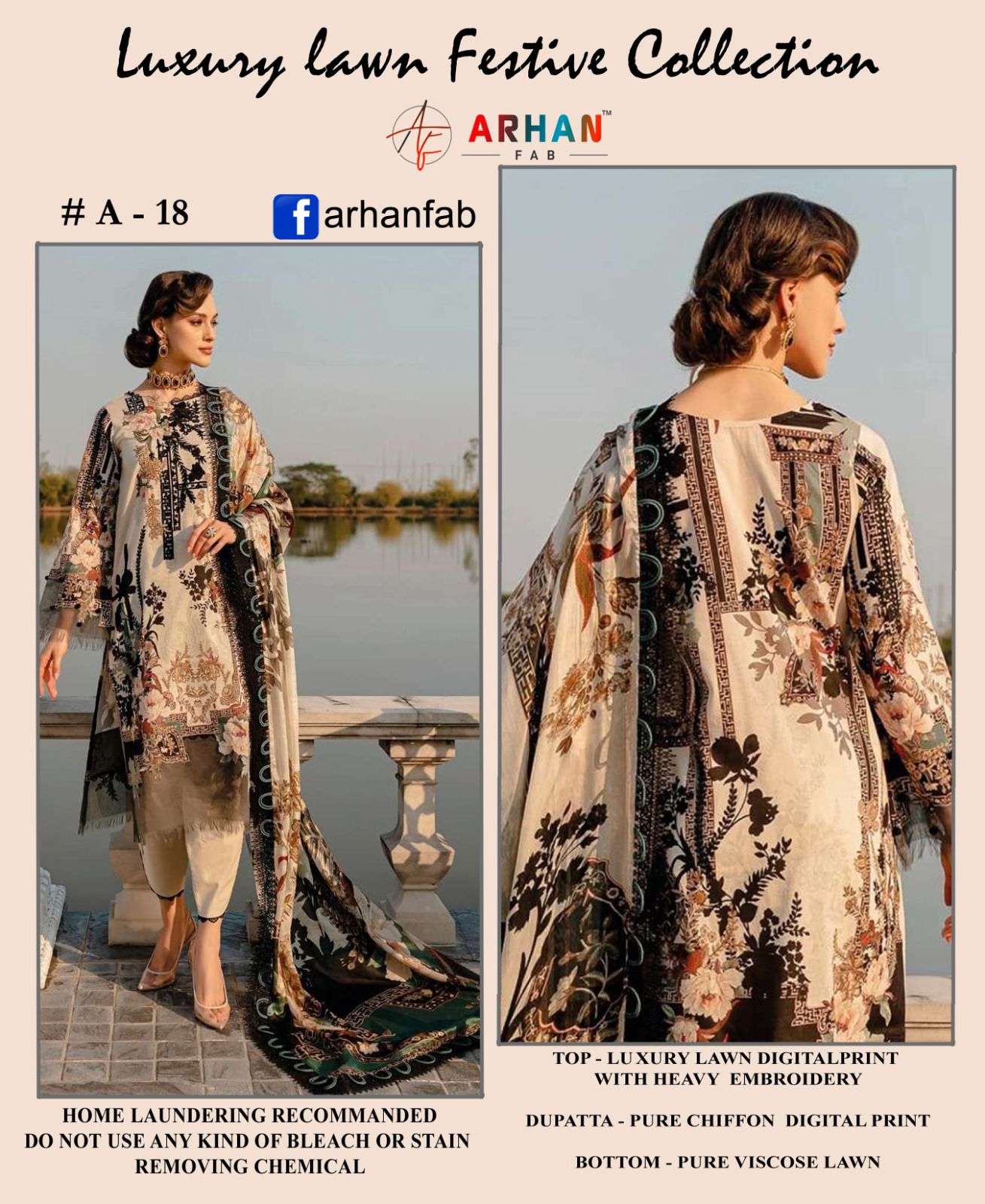 ARHAN FAB A-18 BY ASLIWHOLESALE COTTON EMBROIDERY PAKISTANI DRESS