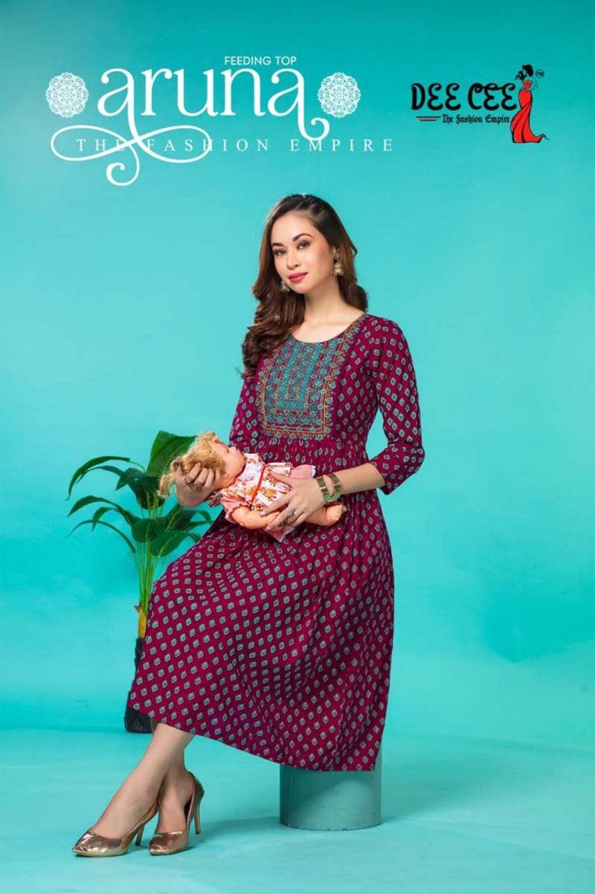 ARUNA BY DEE CEE 1001 TO 1006 SERIES DESIGNER RAYON PRINT KURTIS