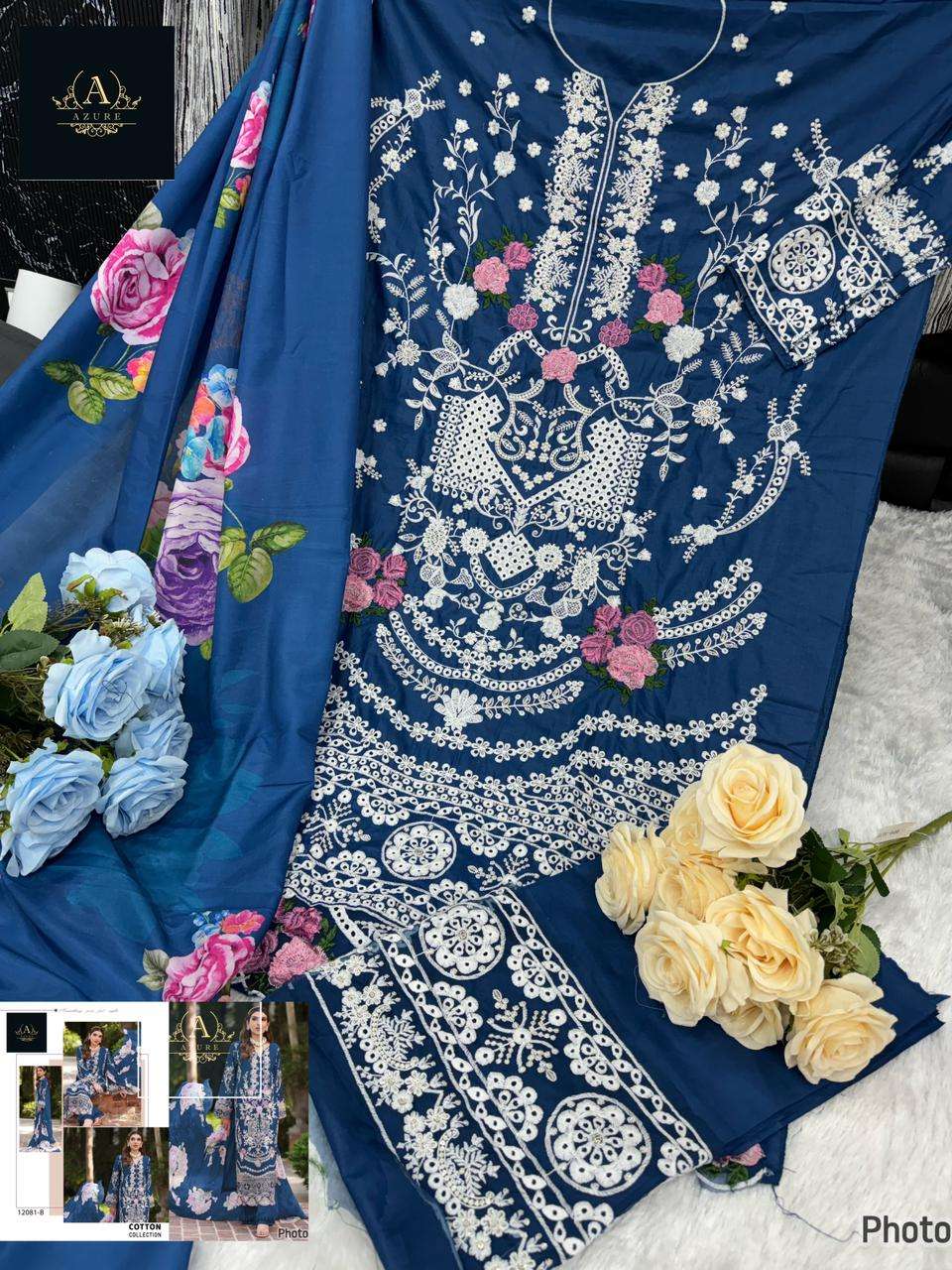 AZURE 12081 BY ASLIWHOLESALE DESIGNER RAYON COTTON PAKISTANI DRESSES