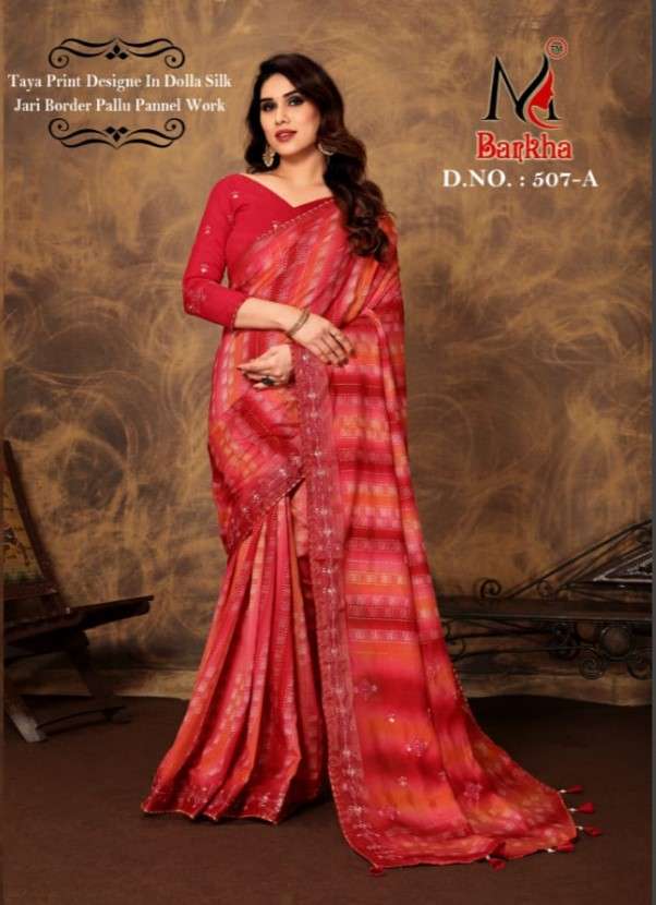 BARKHA VOL-507 BY K.F FASHION DESIGNER FANCY SILK PRINT SAREES