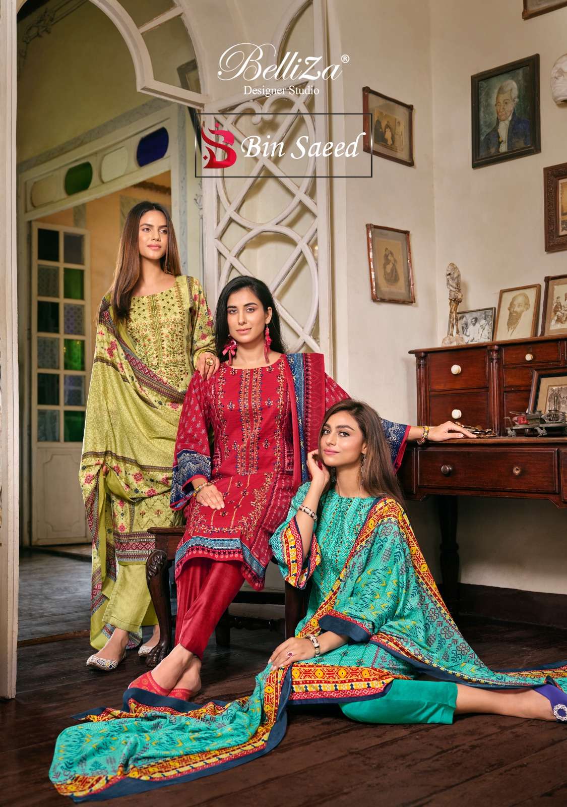 BIN SAEED BY BELLIZA 859-001 TO 859-008 SERIES COTTON EMBROIDERY DRESSES