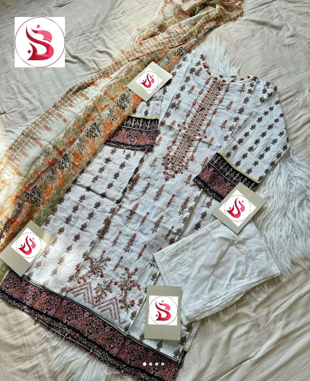 BIN SAEED EMBROIDED BY ASLIWHOLESALE COTTON EMBROIDERY PAKISTANI DRESSES