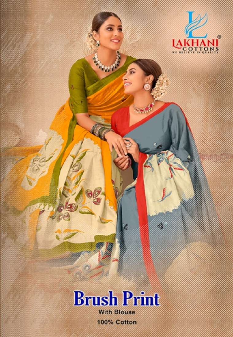 BRUSH PRINT BY LAKHANI COTTON 1001 TO 1010 DESIGNER COTTON PRINTED SAREES