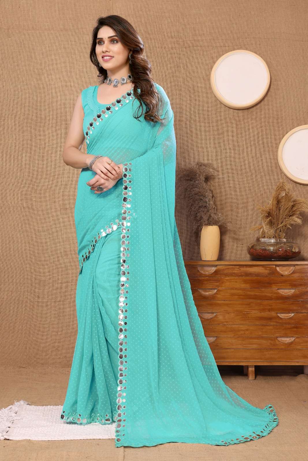 BUTTI MIRROR BY ASLIWHOLESALE DESIGNER SOFT GEORGETTE WORK SAREES