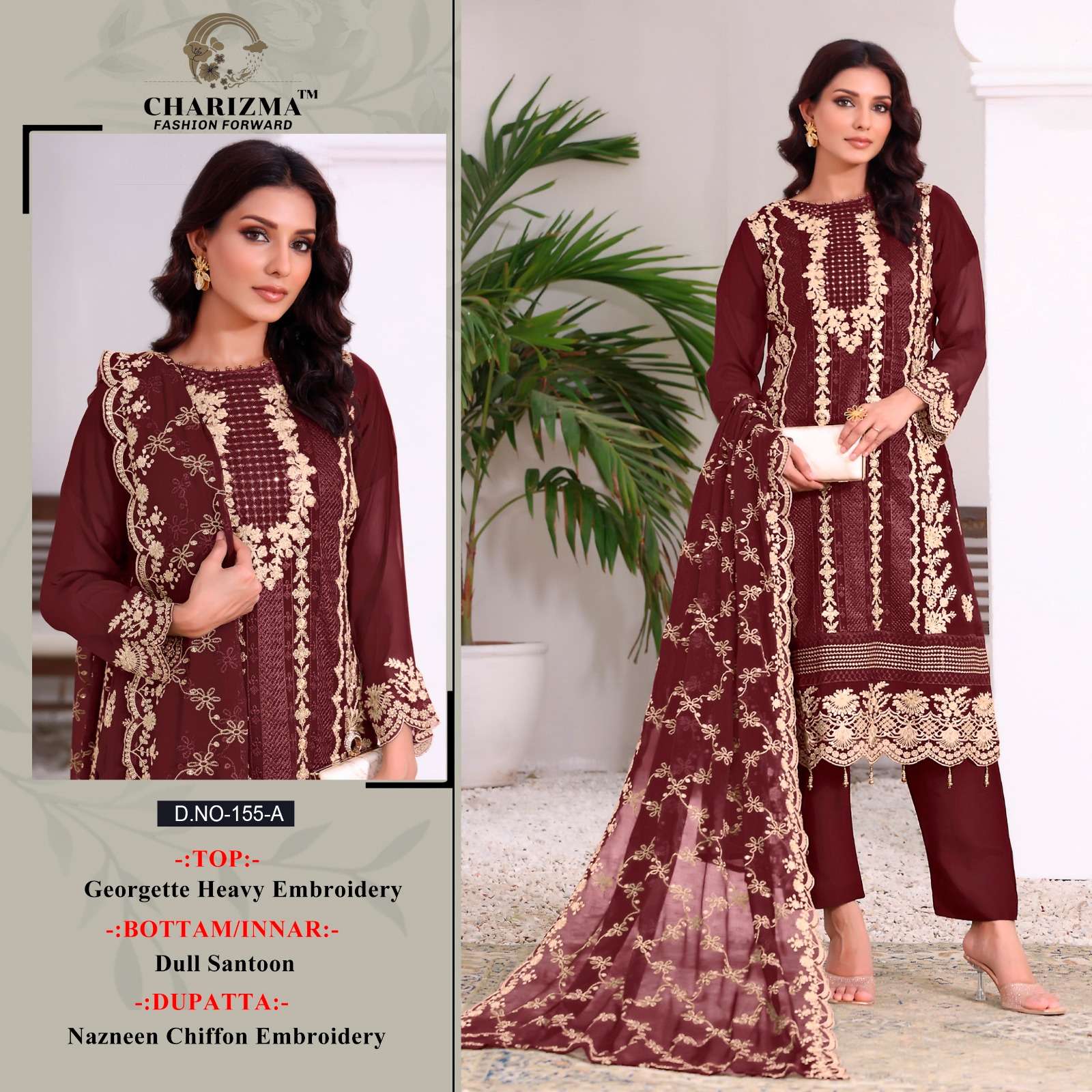 CHARIZMA 155 NX ASLIWHOLESALE HEAVY DESIGNER GEORGETTE PAKISTANI DRESSES