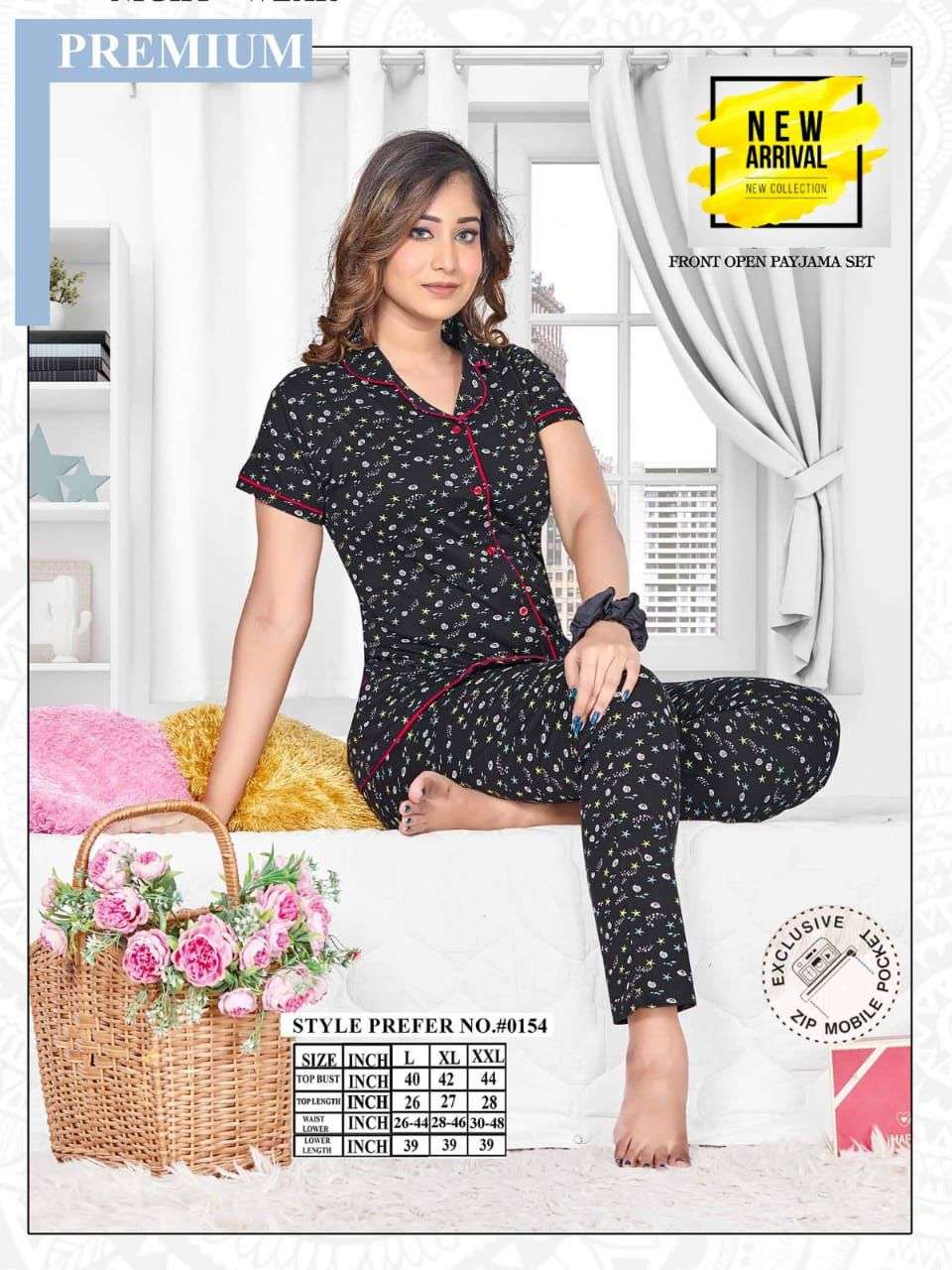 COLLOR VOL-154 BY ASLIWHOLESALE SINKER HOSIERY COTTON NIGHT SUITS