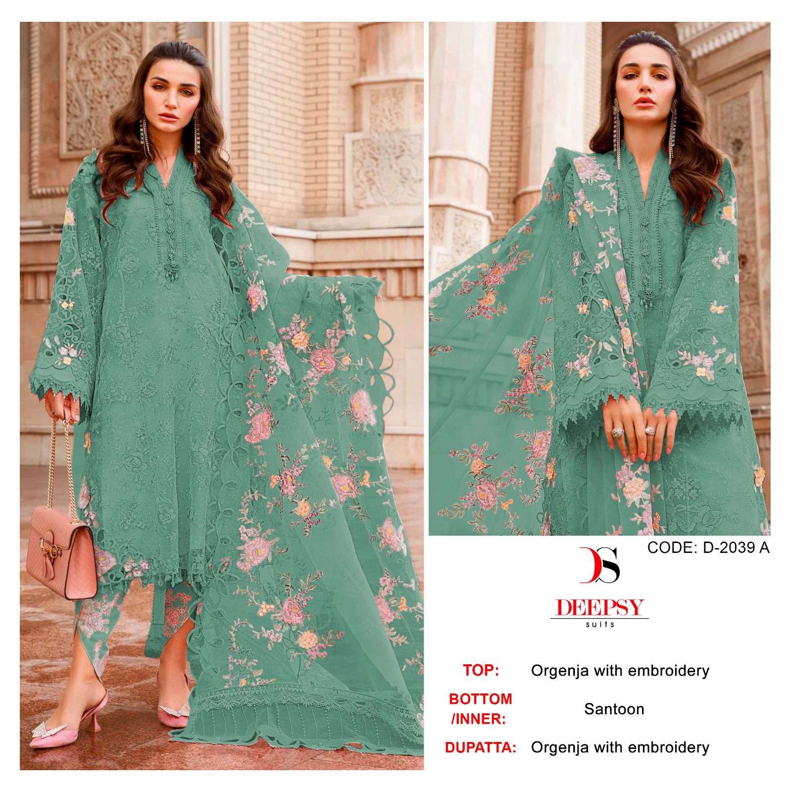 D-2039 COLOURS BY DEEPSY SUITS HEAVY ORGANZA EMBROIDERY PAKISTANI DRESS