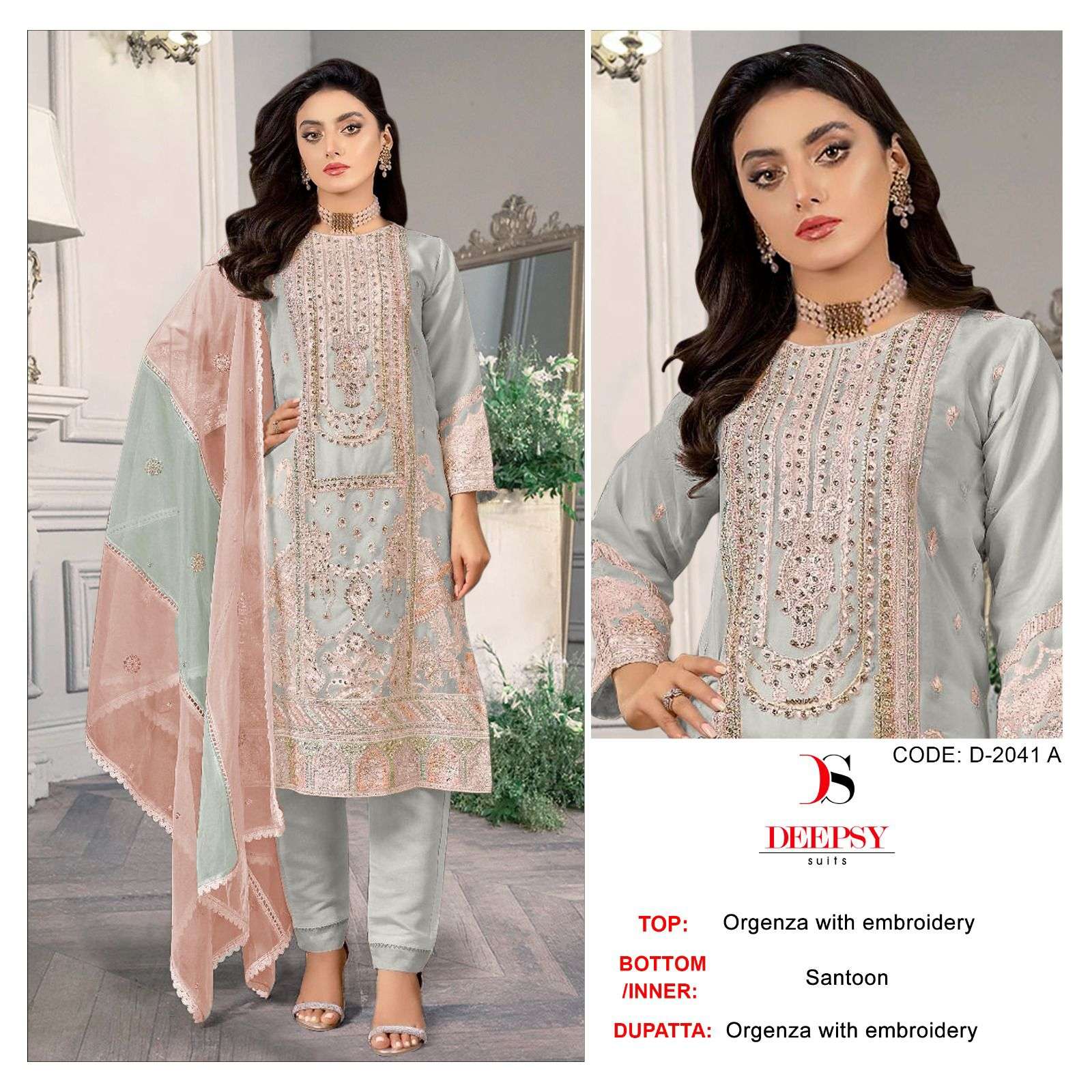 D-2041 COLOURS BY DEEPSY SUITS HEAVY ORGANZA EMBROIDERY PAKISTANI DRESS