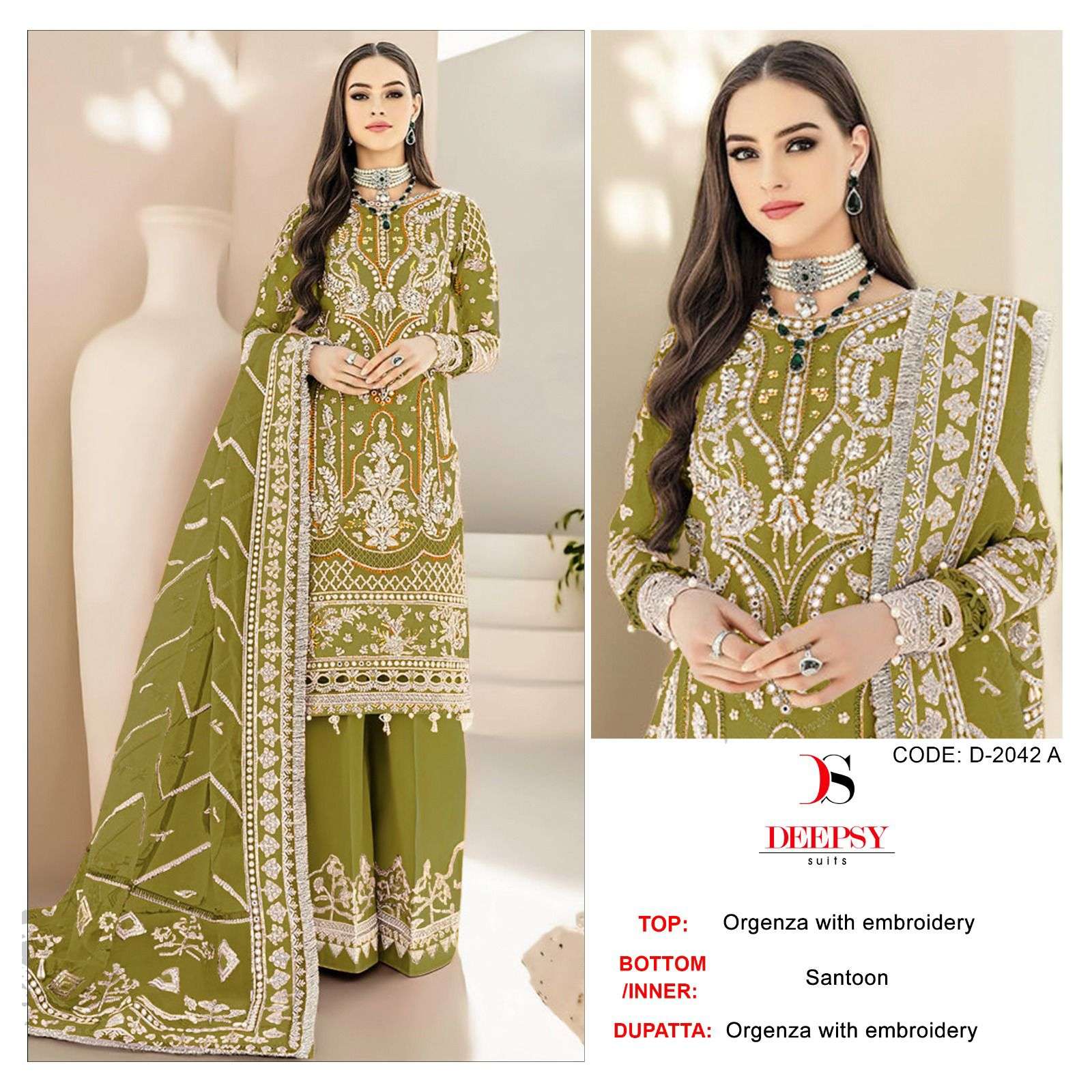 D-2042 COLOURS BY DEEPSY SUITS HEAVY ORGANZA EMBROIDERY PAKISTANI DRESS