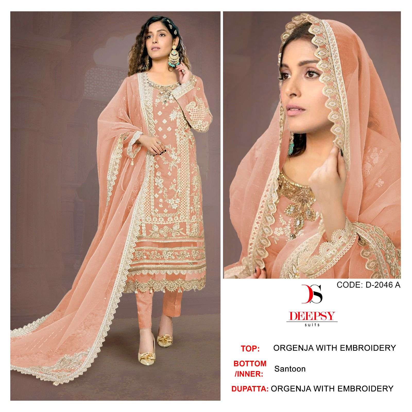 D-2046 COLOURS BY DEEPSY SUITS HEAVY ORGANZA EMBROIDERY PAKISTANI DRESS