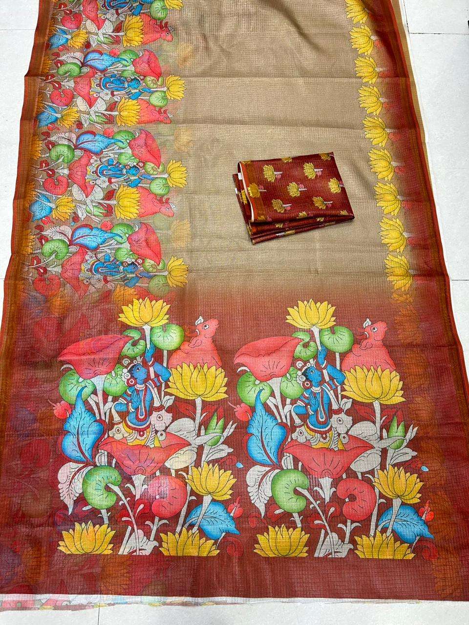 DF-120 KALAMKARI BY ASLIWHOLESALE DESIGNER PURE SOFT SILK SAREES