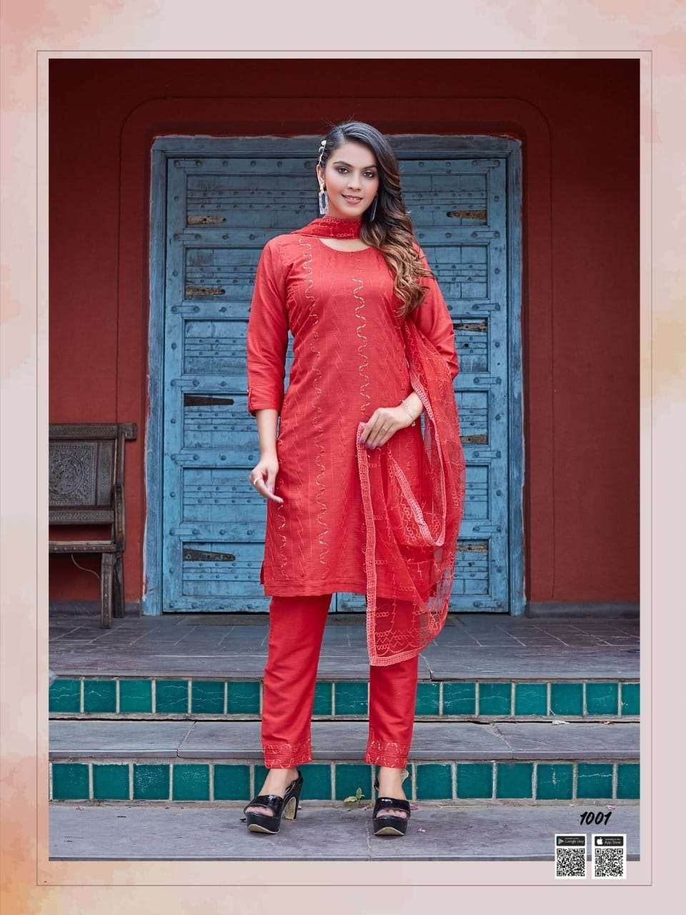 EKTA BY SMYLEE 1001 TO 1008 SERIES DESIGNER RAYON WORK DRESSES