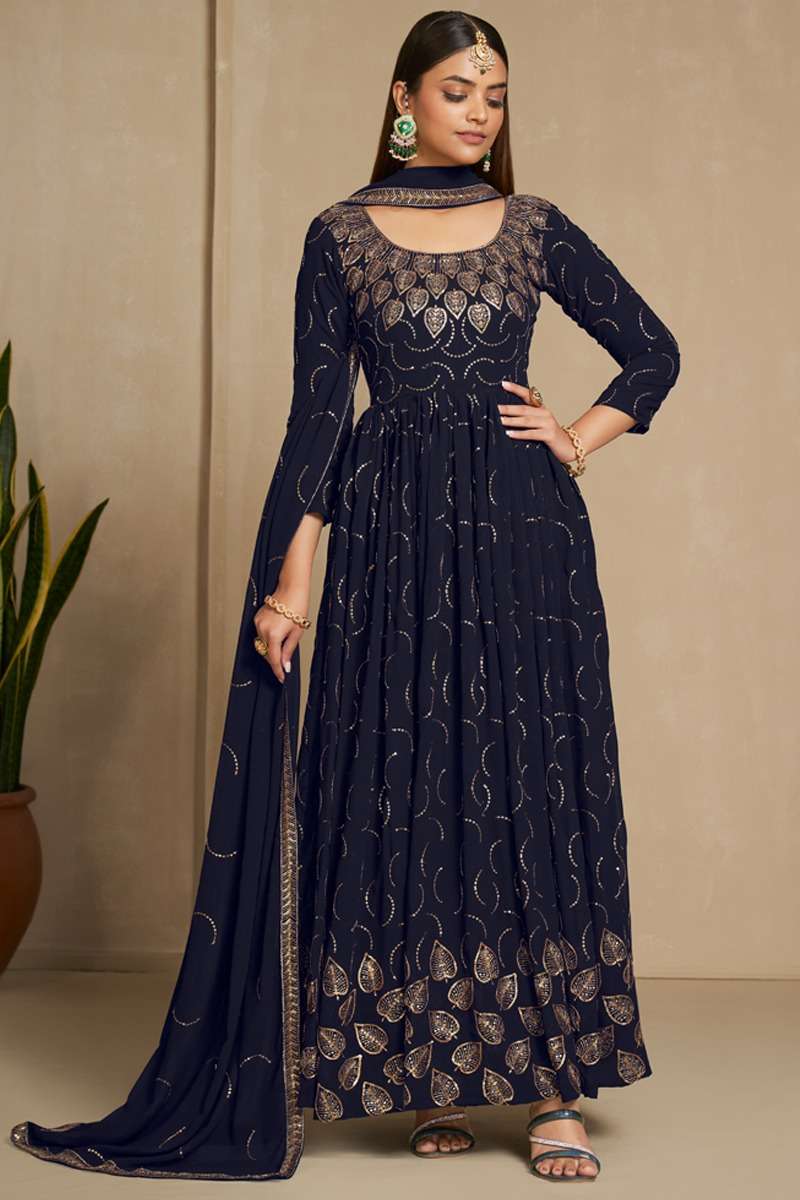 ELEGANCE VOL-2 BY AAHVAN DESIGNS 7701 TO 7704 SERIES FAUX GEORGETTE DRESSES