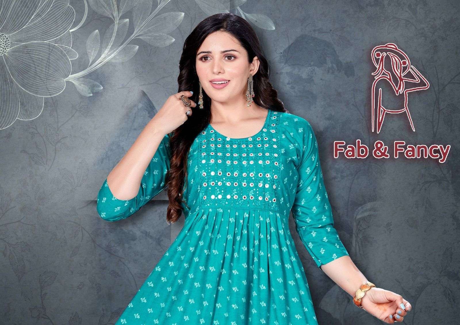 FAB & FANCY BY ASLIWHOLESALE 1001 TO 1008 SERIES FANCY RAYON KURTIS