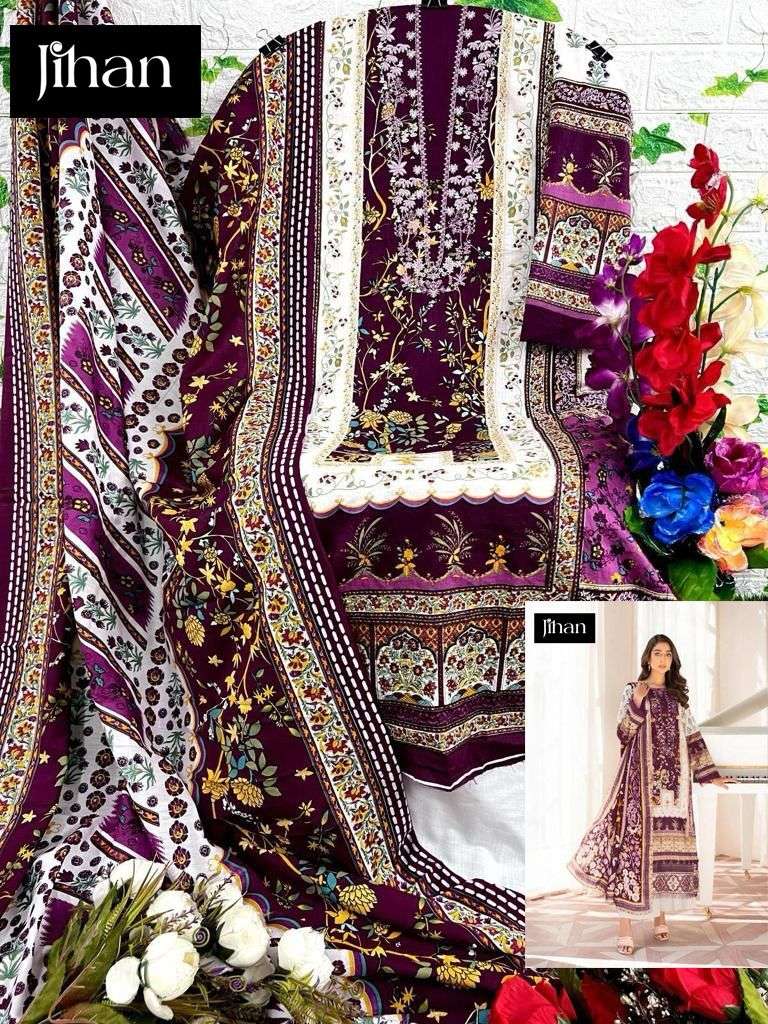 FIRDOUS MORJA 3333 BY JIHAN DESIGNER PURE HEAVY COTTON EMBROIDERY DRESSES 