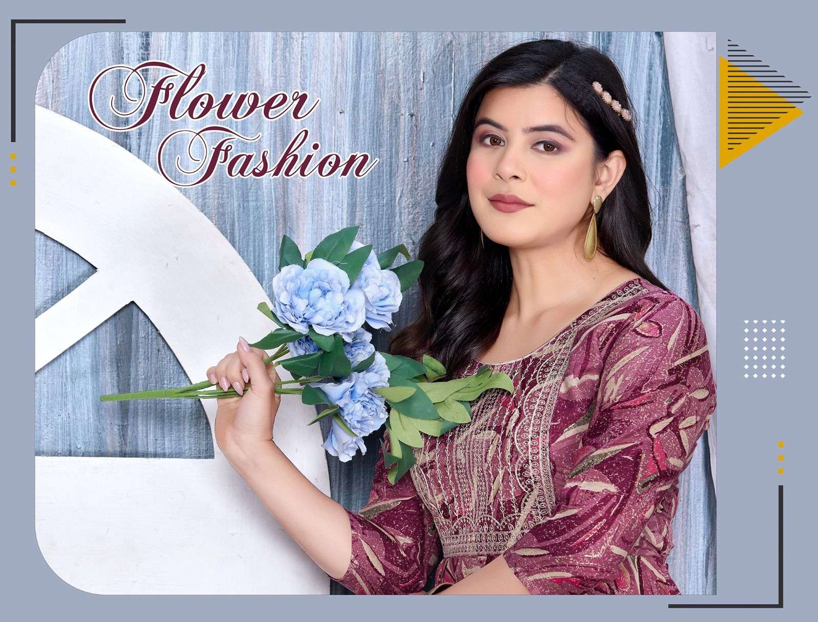 FLOWER FASHION BY ASLIWHOLESALE 1001 TO 1006 SERIES FANCY RAYON KURTIS