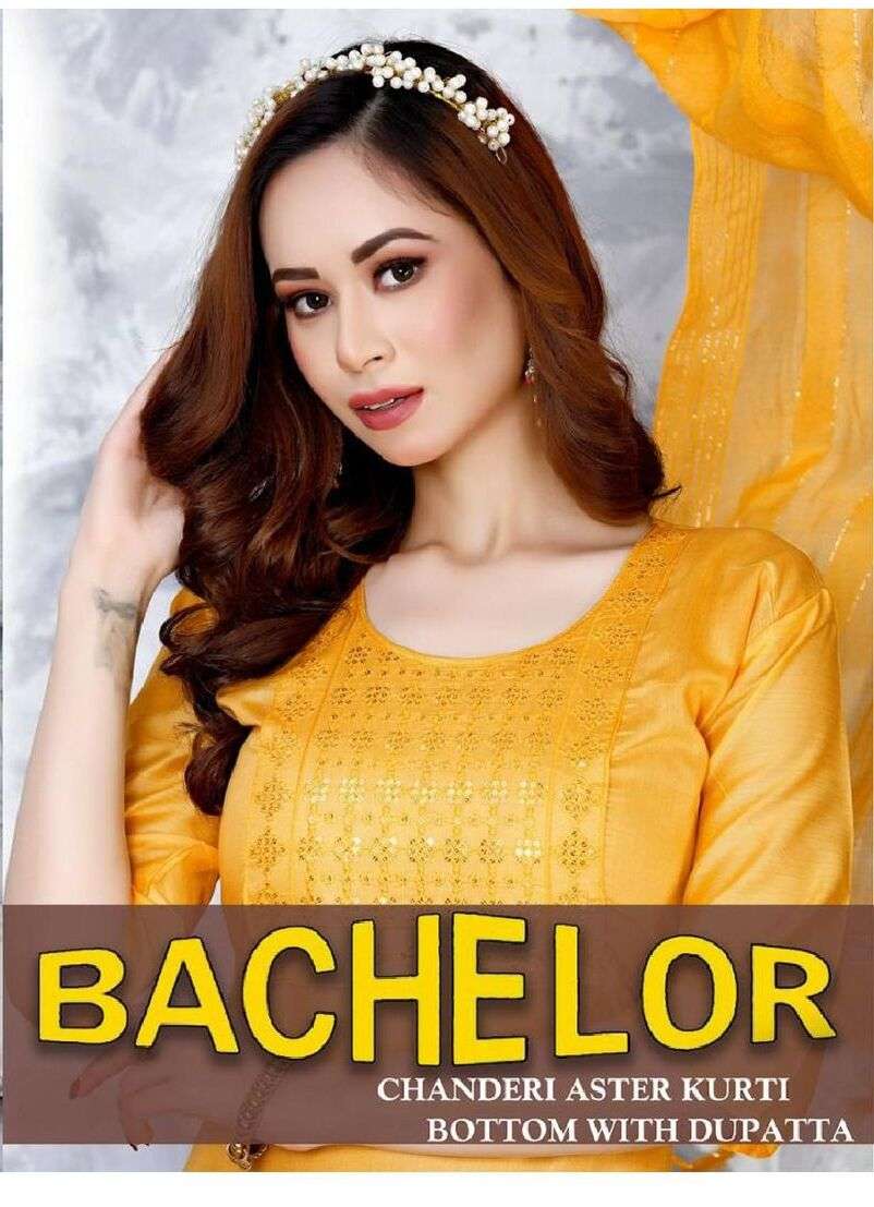 FT BACHELOR BY ASLIWHOLESALE 1001 TO 1010 SERIES FANCY CHANDERI DRESSES