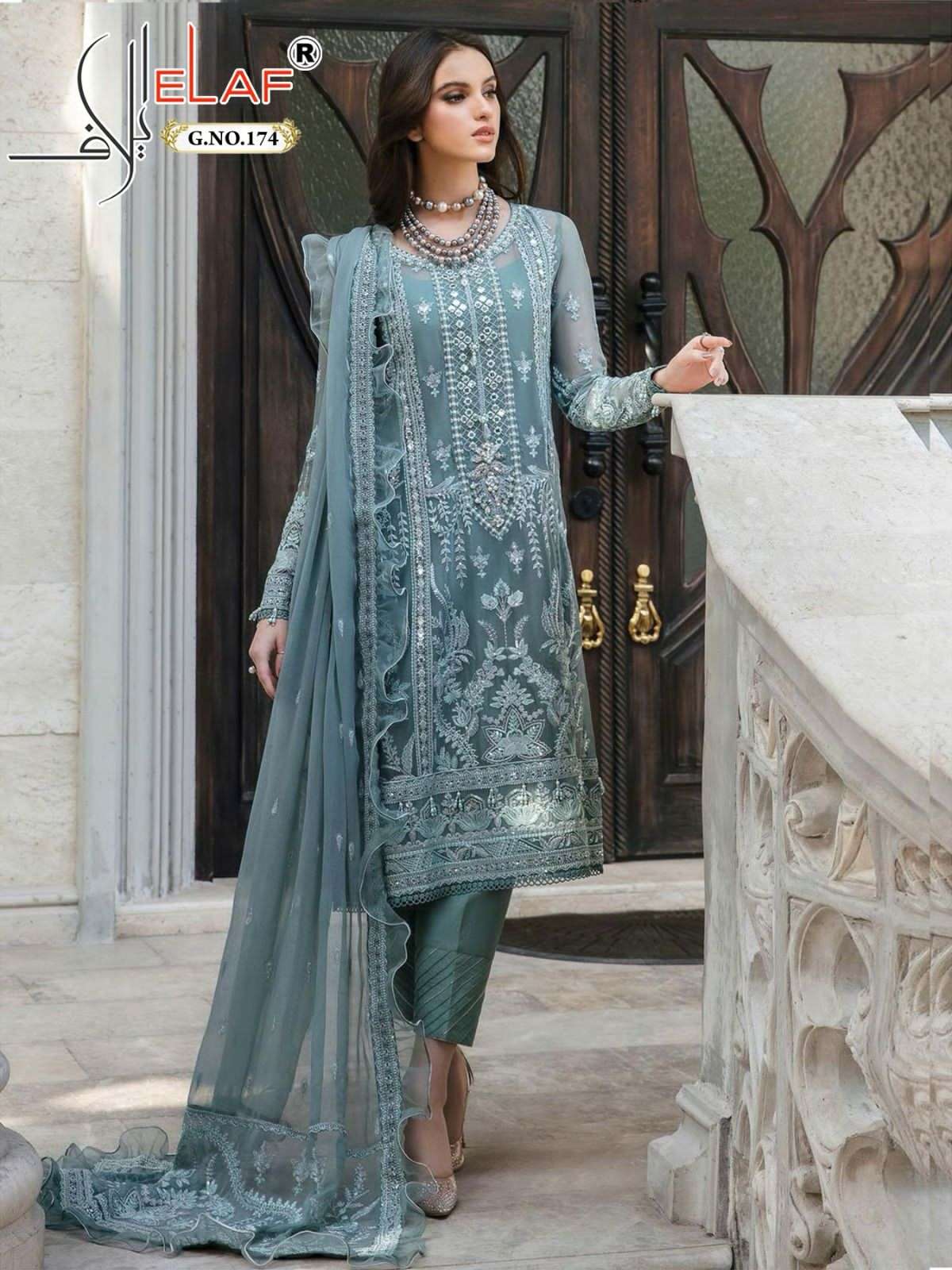 G-174 HIT DESIGN BY ELAF FAUX GEORGETTE WORK PAKISTANI DRESS