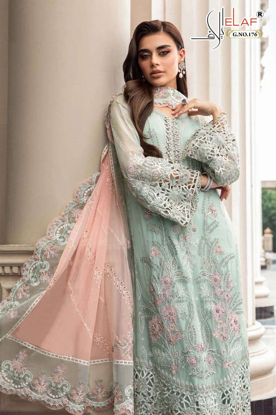 G-176 HIT DESIGN BY ELAF FAUX GEORGETTE WORK PAKISTANI DRESS