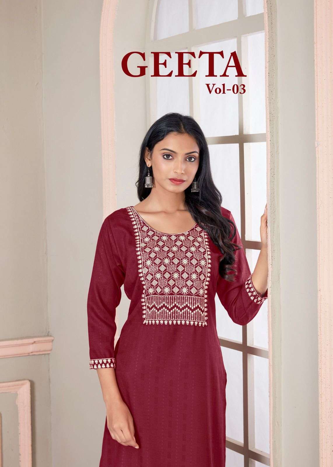 GEETA VOL-3 BY ASLIWHOLESALE DESIGNER RAYON PATTERN VISCOSE KURTIS