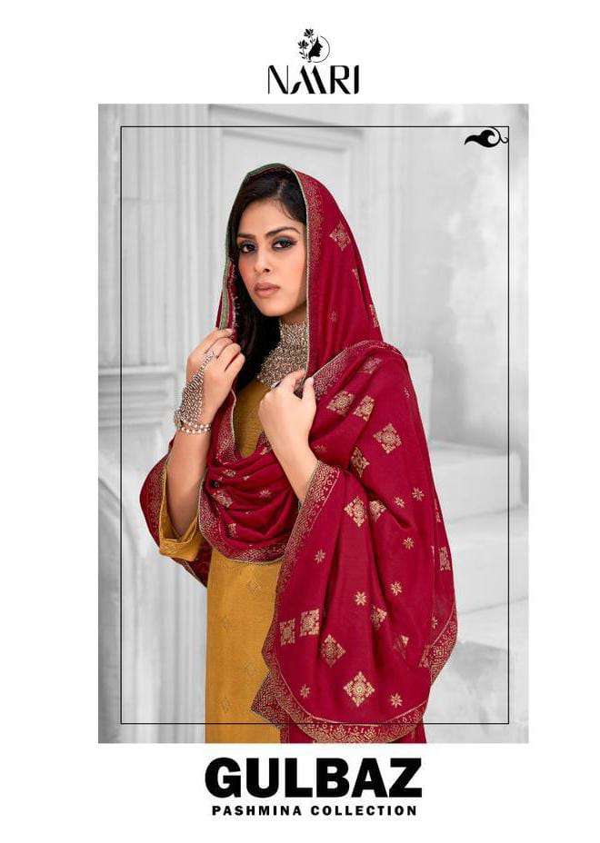 GULBAZ BY NAARI 42001 TO 42004 SERIES DESIGNER DOLA PASHMINA DRESSES