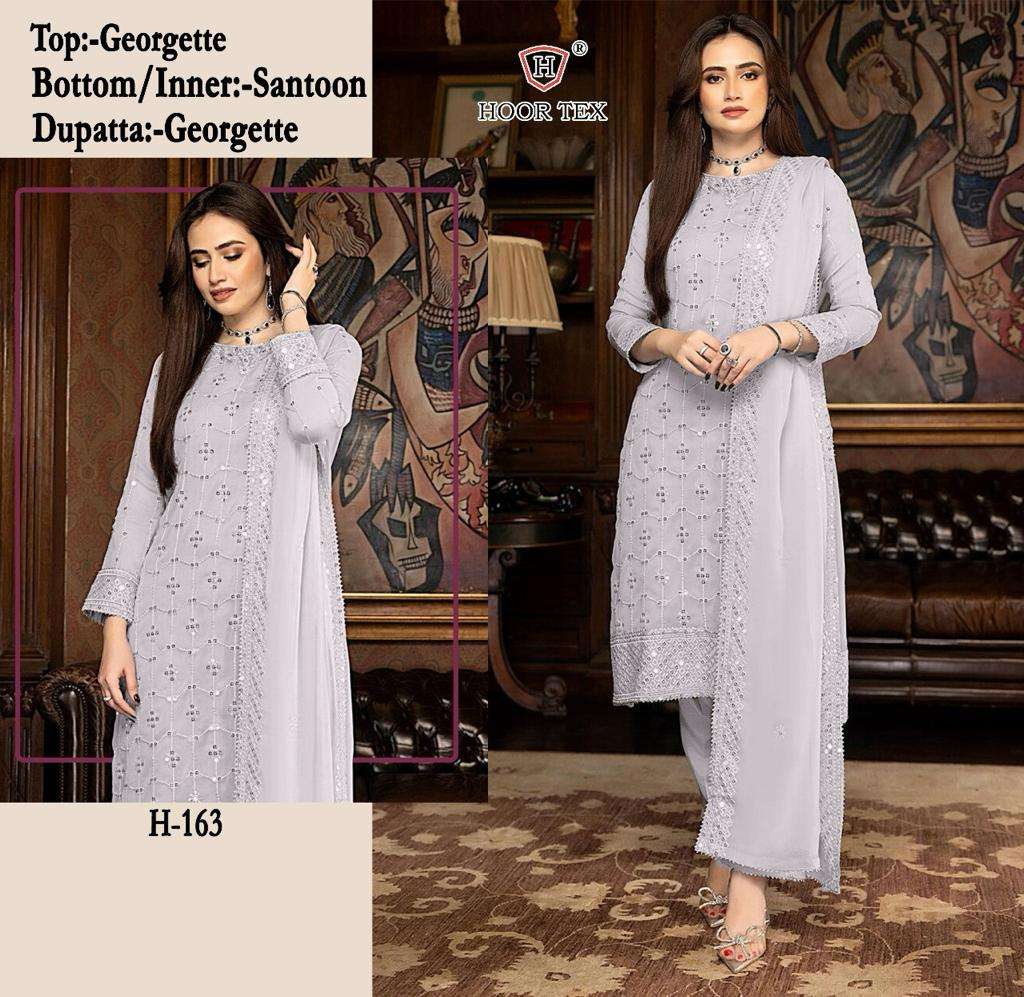 H-163 HIT DESIGN BY HOOR TEX DESIGNER FAUX GEORGETTE WORK DRESSES