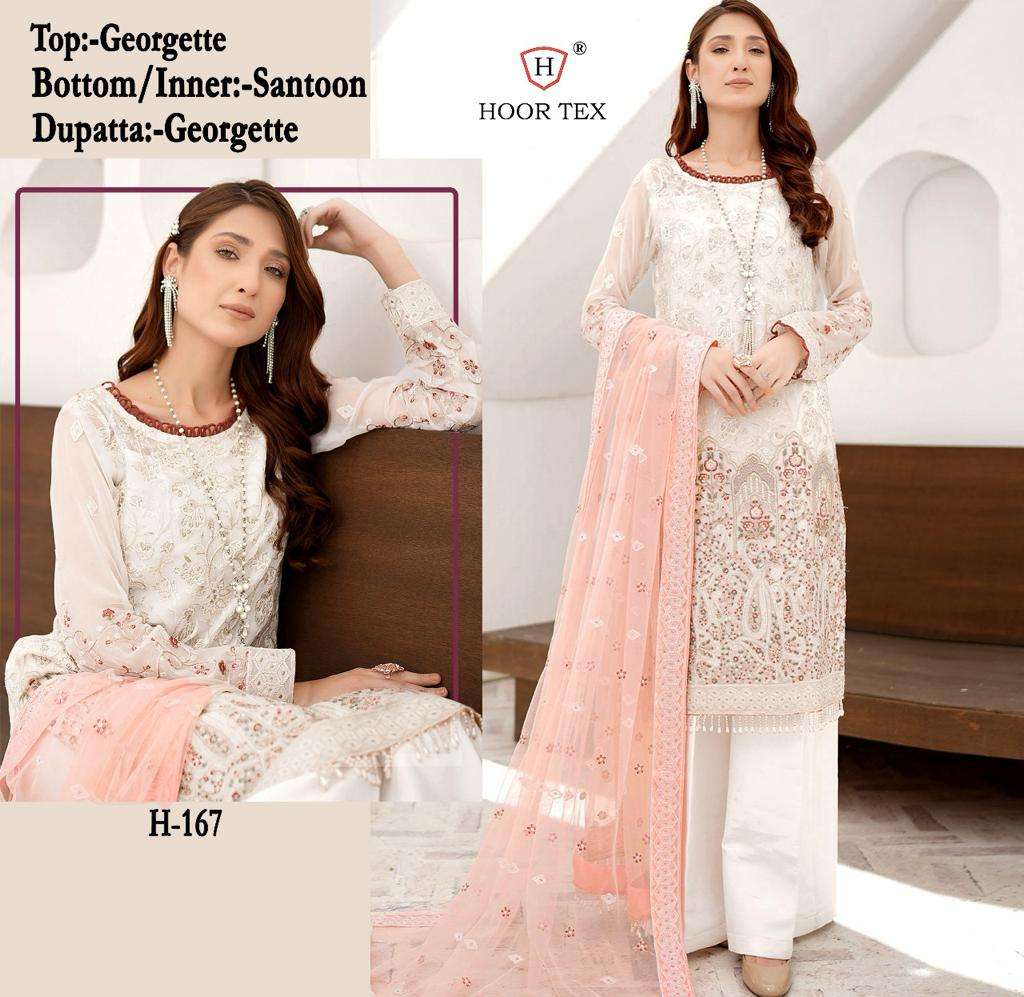 H-167 HIT DESIGN BY HOOR TEX DESIGNER FAUX GEORGETTE WORK DRESSES