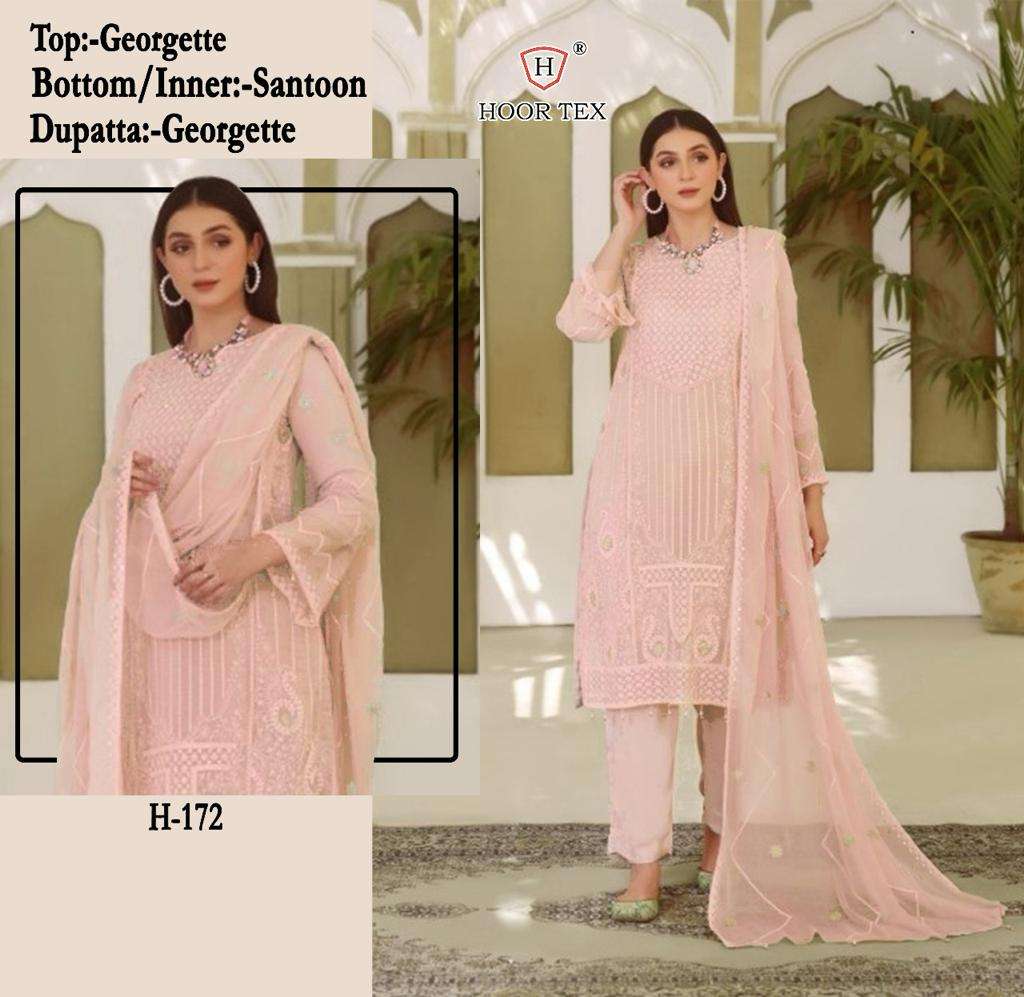 H-172 HIT DESIGN BY HOOR TEX FAUX GEORGETTE EMBROIDERY PAKISTANI DRESS