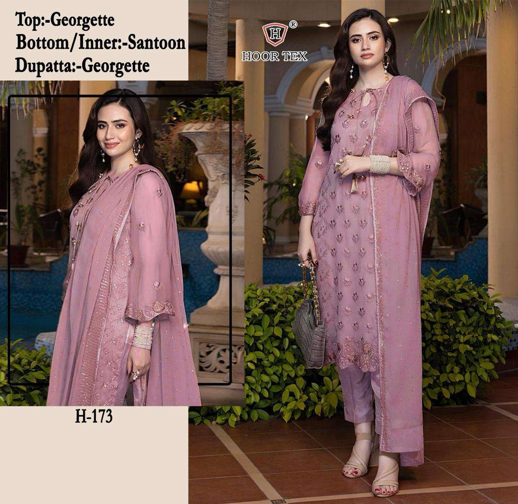 H-173 HIT DESIGN BY HOOR TEX FAUX GEORGETTE EMBROIDERY PAKISTANI DRESS