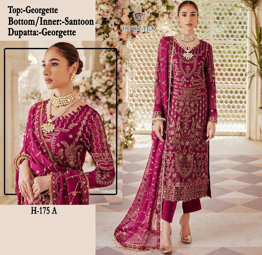 H-175 COLOURS BY HOOR TEX FAUX GEORGETTE EMBROIDERED PAKISTANI DRESSES