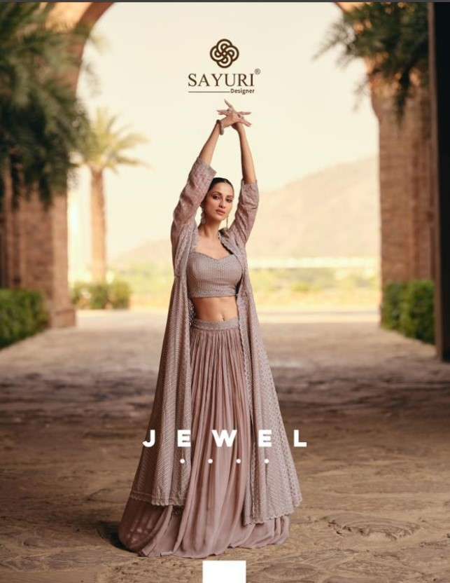 JEWEL BY SAYURI 5388 TO 5390 SERIES HEAVY CHINON SILK EMBROIDERY LEHENGAS