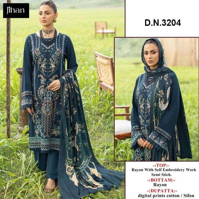 JIHAN 3204 BY JIHAN DESIGNER PURE HEAVY RAYON EMBROIDERY DRESSES