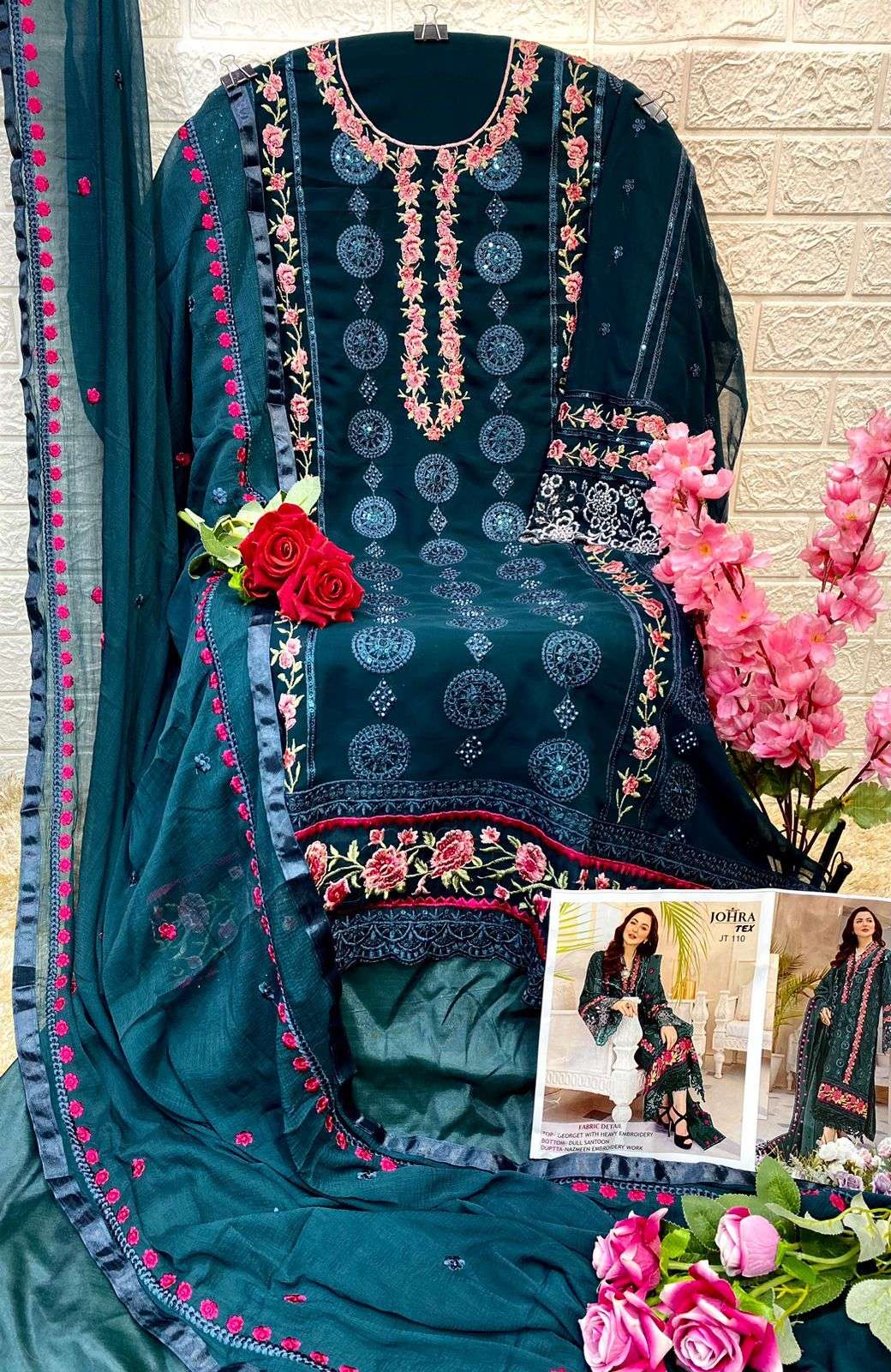 JT-110 HITS BY JOHRA TEX GEORGETTE HEAVY EMBROIDERY PAKISTANI DRESS