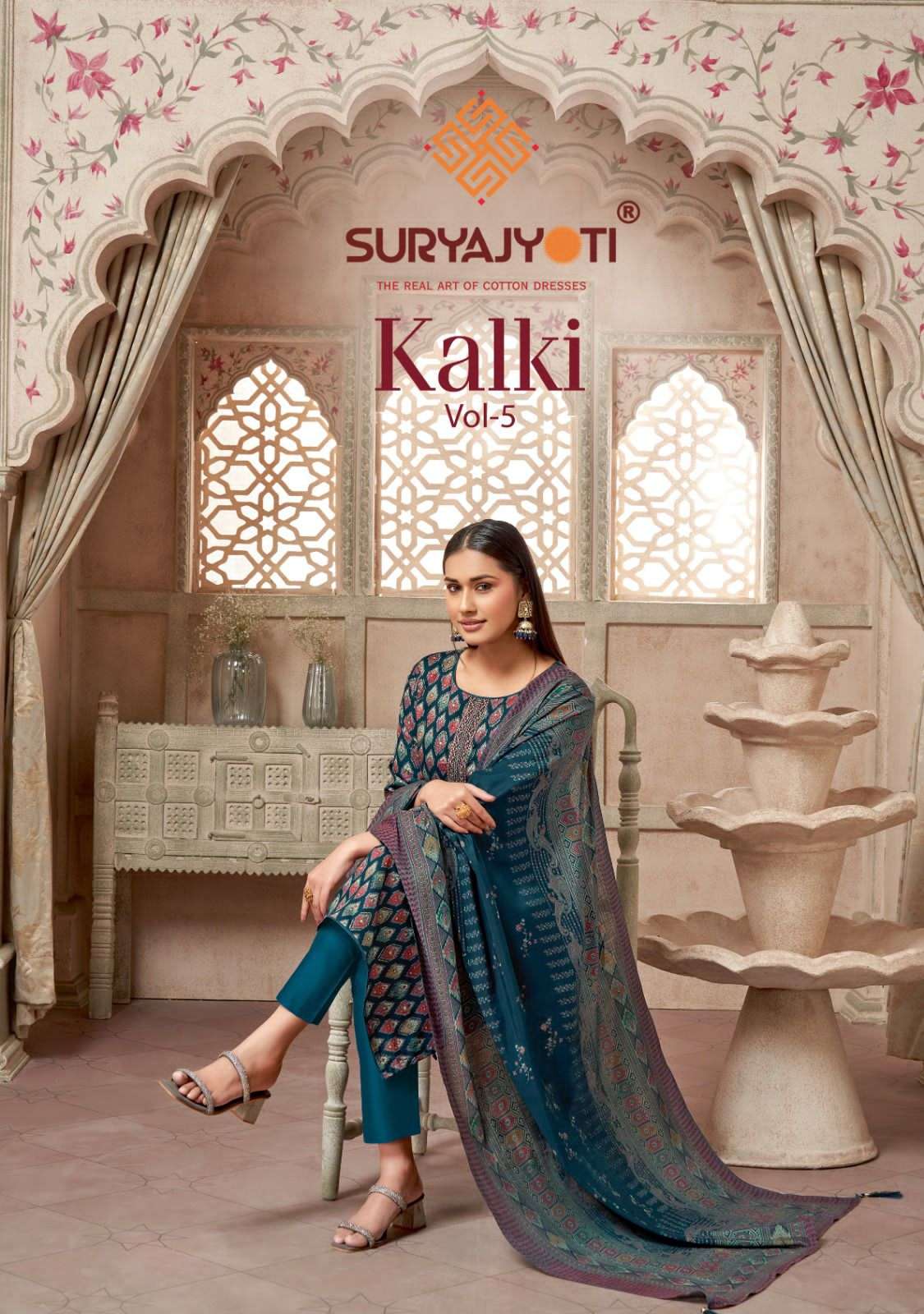 KALKI VOL-5 BY SURYAJYOTI 5001 TO 5008 SERIES JAAM SATIN WORK DRESSES