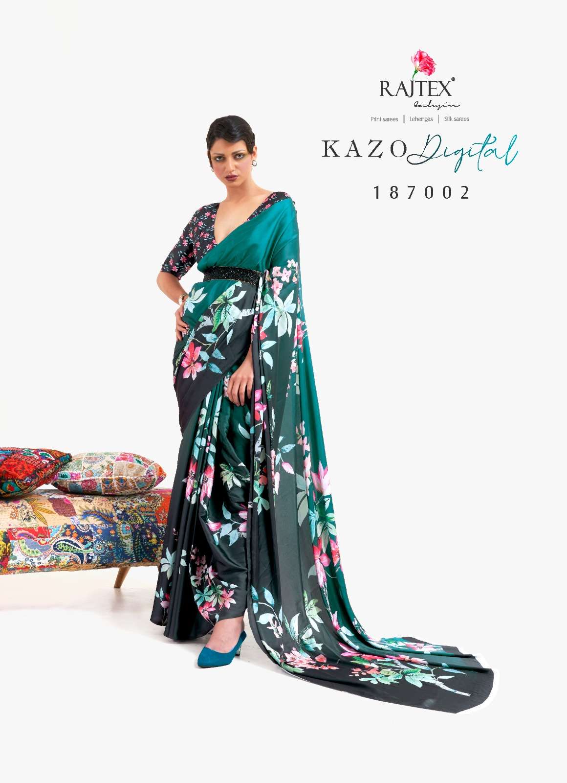 KAZO DIGITAL BY RAJTEX 187001 TO 187011 SERIES JAPAN SATIN CREPE SAREES