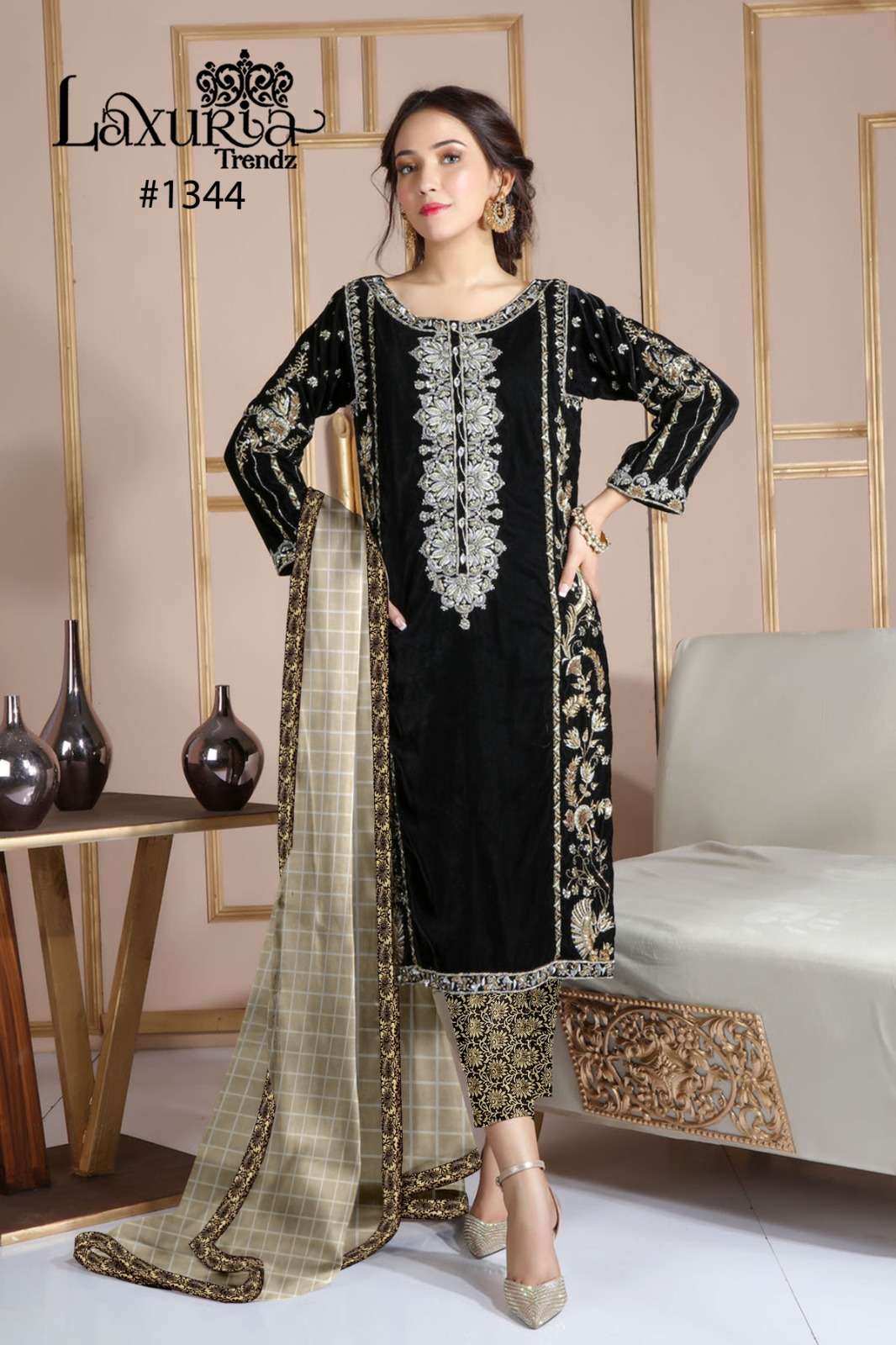 LAXURIA 1344 BY LAXURIA TRENDZ HEAVY DESIGNER VELVET DRESS