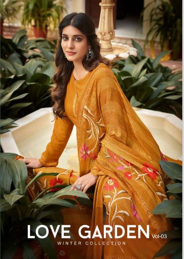 LOVE GARDEN VOL-3 BY ASLIWHOLESALE 22001 TO 22006 SERIES PASHMINA WORK DRESSES