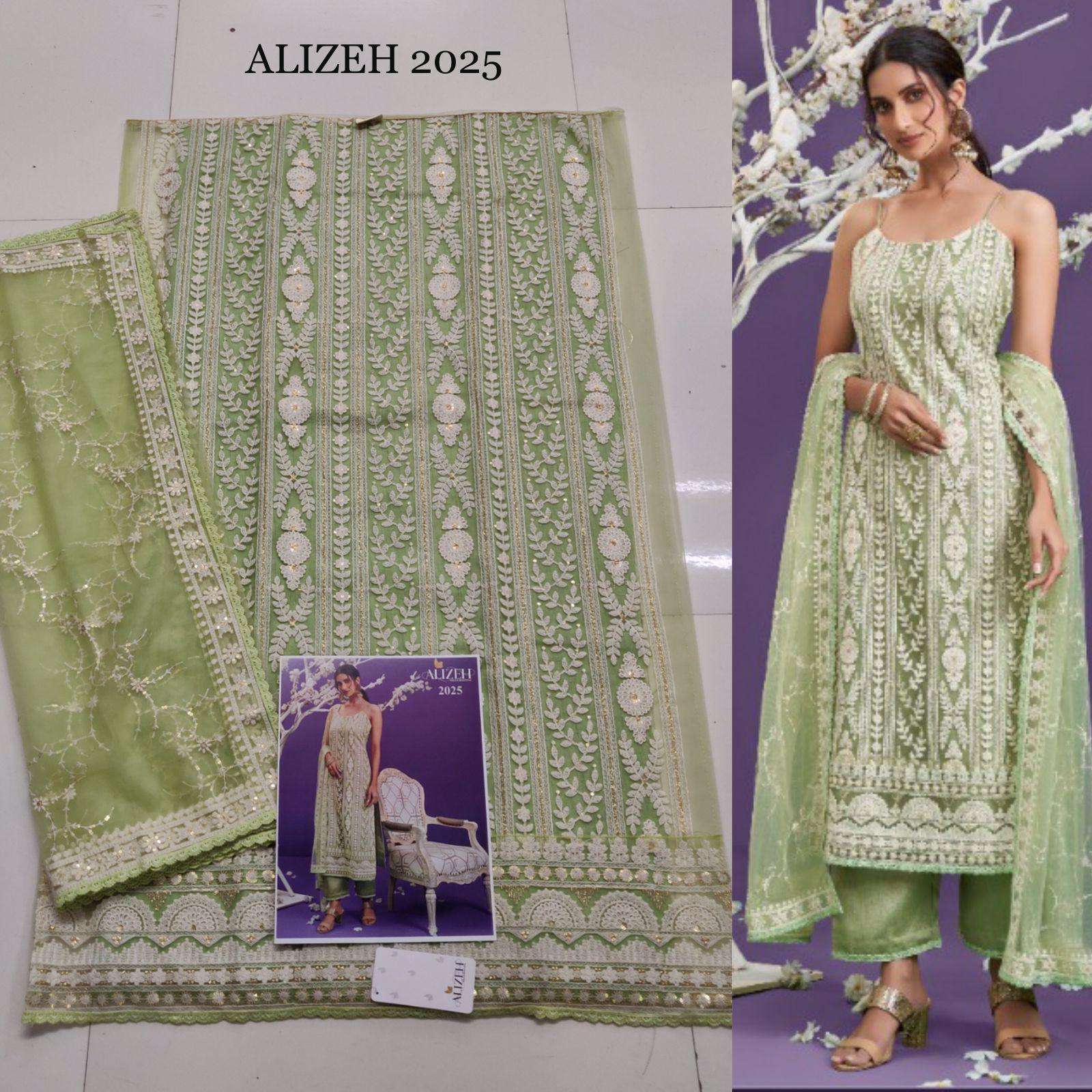 LUCKNOWI 2025 BY ALIZEH DESIGNER BUTTERFLY NET EMBROIDERY DRESSES