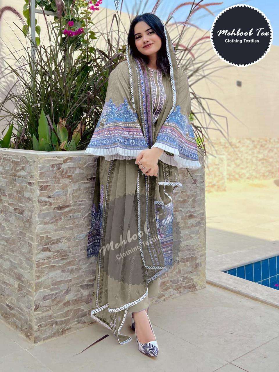 M-1166 NX BY MEHBOOB TEX HEAVY COTTON EMBROIDERED DRESSES