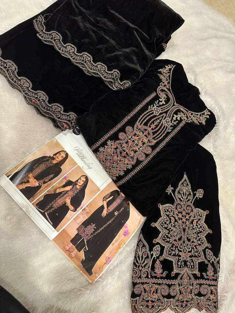 M-1221 HIT DESIGN BY MEHBOOB TEX HEAVY DESIGNER VELVET EMBROIDERED DRESSES